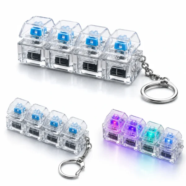 Kart Bazaar Keyboard Keychain with LED Light | Mechanical Switch Fidget Toy Keychain | Clicky Stress Relief Toy | RGB Light Up Key Chain | Gift for Gamers Boys Girls Men Women | Mini Keyboard Fidget Keyring Copy
