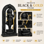 Kart Bazaar Shree Ram Lalla Ayodhya Mandir Murti | Premium Black & Gold Resin Lord Rama Statue Showpiece for Car Dashboard, Home Pooja Mandir, Living Room Office Decor & Spiritual Gifting - Image 3