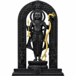 Kart Bazaar Shree Ram Lalla Ayodhya Mandir Murti | Premium Black & Gold Resin Lord Rama Statue Showpiece for Car Dashboard, Home Pooja Mandir, Living Room Office Decor & Spiritual Gifting