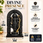 Kart Bazaar Shree Ram Lalla Ayodhya Mandir Murti | Premium Black & Gold Resin Lord Rama Statue Showpiece for Car Dashboard, Home Pooja Mandir, Living Room Office Decor & Spiritual Gifting - Image 2
