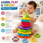 Kart Bazaar Dinosaur Ring Stacking Toy for Kids – Colorful Baby Stacker Tower with 7 Rings & DIY Animal Stickers | Educational Learning Toy for Toddlers, Boys & Girls 6-12 Months to 3 Year - Image 6