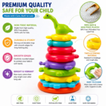 Kart Bazaar Dinosaur Ring Stacking Toy for Kids – Colorful Baby Stacker Tower with 7 Rings & DIY Animal Stickers | Educational Learning Toy for Toddlers, Boys & Girls 6-12 Months to 3 Year - Image 4