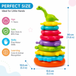 Kart Bazaar Dinosaur Ring Stacking Toy for Kids – Colorful Baby Stacker Tower with 7 Rings & DIY Animal Stickers | Educational Learning Toy for Toddlers, Boys & Girls 6-12 Months to 3 Year - Image 2