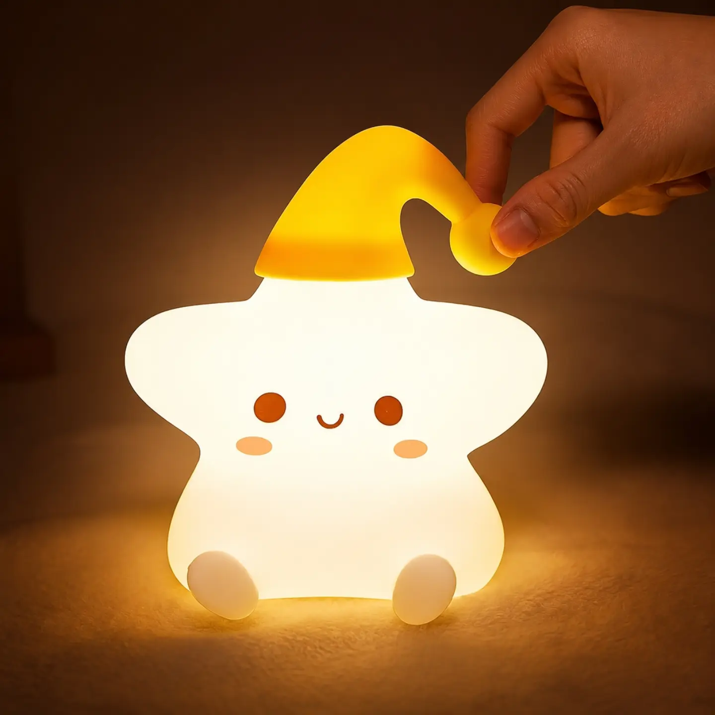 2026/06/1000396860.png Kart Bazaar Star Night Light, Silicone Nursery Lamp for Baby Room, Rechargeable Touch Control LED Night Lamp, 7 Color Changing Dimmable Bedside Light, BPA Free Soft Home Decor Gift for Boys & Girls - Image 1