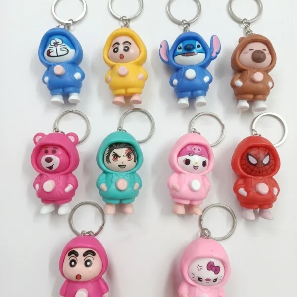 Kart Bazaar Cute Cartoon Keychain with Face Changing Expressions 3 in 1 Kawaii Anime Figure Keyring for Girls Boys & Kids | Funny Mood Changing Doll Keychain for Bags, School Bag, Car Keys & Phone | Compact Quirky Charm
