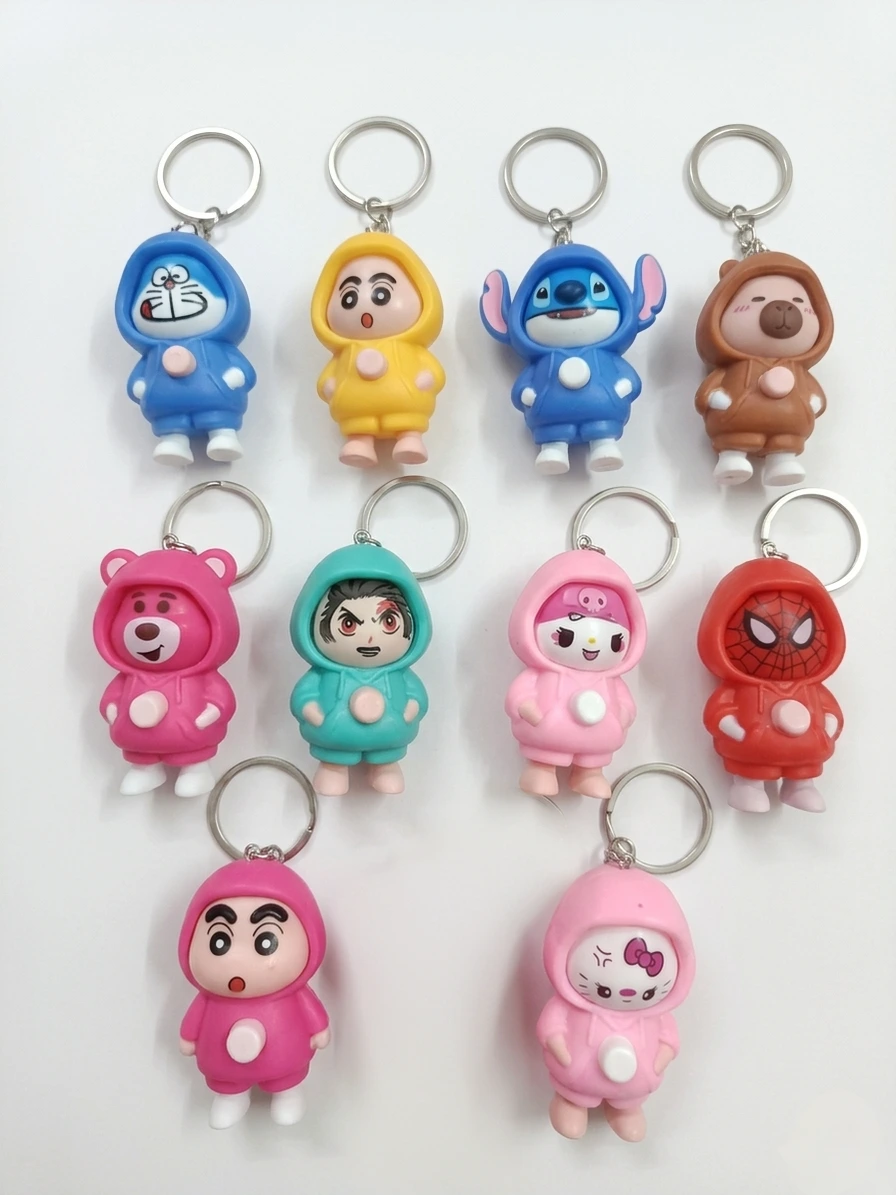 Face changing keychain 1 Kart Bazaar Cute Cartoon Keychain with Face Changing Expressions 3 in 1 Kawaii Anime Figure Keyring for Girls Boys & Kids | Funny Mood Changing Doll Keychain for Bags, School Bag, Car Keys & Phone | Compact Quirky Charm - Image 1