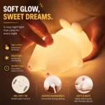 Kart Bazaar Bunny Night Light for Kids, 100% BPA-Free Soft Silicone Night Lamp, 1200mAh USB Rechargeable Baby Night Light, 3 Brightness Levels, Tap Control, 30-Min Auto Timer, Nursery Lamp for Bedroom & Baby Room - Image 3