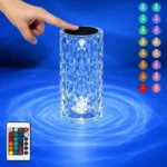 Kart Bazaar Rechargeable Crystal Touch Lamp with Remote Control, 16 RGB Color Changing Night Light, Dimmable LED Table Lamp, USB Rechargeable Bedside Lamp for Bedroom, Living Room, Home Decor, Gifts
