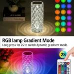 Kart Bazaar Rechargeable Crystal Touch Lamp with Remote Control, 16 RGB Color Changing Night Light, Dimmable LED Table Lamp, USB Rechargeable Bedside Lamp for Bedroom, Living Room, Home Decor, Gifts - Image 3