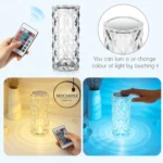 Kart Bazaar Rechargeable Crystal Touch Lamp with Remote Control, 16 RGB Color Changing Night Light, Dimmable LED Table Lamp, USB Rechargeable Bedside Lamp for Bedroom, Living Room, Home Decor, Gifts - Image 4