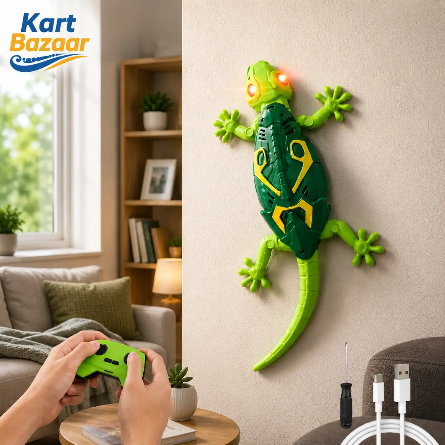instagram_1782042755632 Kart Bazaar Wall Climbing RC Lizard Toy | Remote Control Gecko that Crawls on Walls & Ceilings | 360° Stunt RC with LED Eyes | Prank & Thrill Gift for Boys & Girls - Image 1