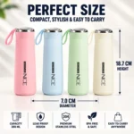 Kart Bazaar NICE Water Bottle 300ml Insulated Vacuum Flask - Leak-Proof Water Bottle with Strap for Hot & Cold Drinks for Kids & Girls (Assorted Colors) - Image 2