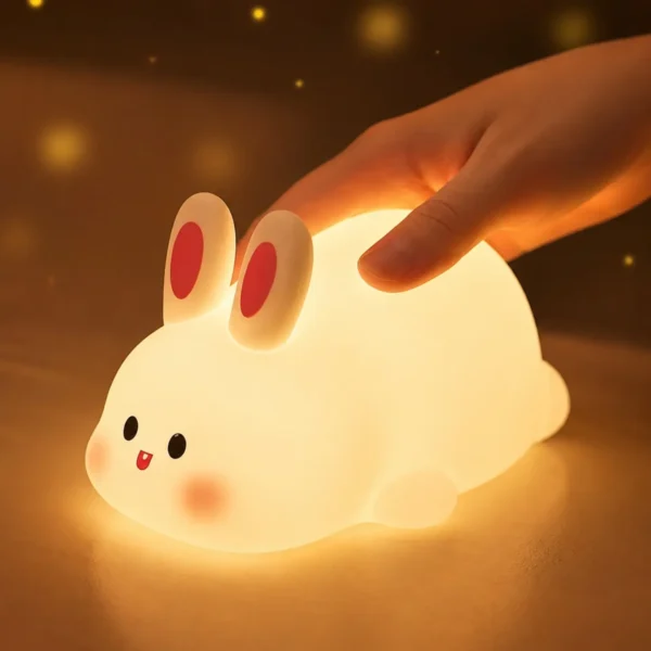 Kart Bazaar Bunny Night Light for Kids, 100% BPA-Free Soft Silicone Night Lamp, 1200mAh USB Rechargeable Baby Night Light, 3 Brightness Levels, Tap Control, 30-Min Auto Timer, Nursery Lamp for Bedroom & Baby Room