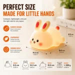 Kart Bazaar Bunny Night Light for Kids, 100% BPA-Free Soft Silicone Night Lamp, 1200mAh USB Rechargeable Baby Night Light, 3 Brightness Levels, Tap Control, 30-Min Auto Timer, Nursery Lamp for Bedroom & Baby Room - Image 2