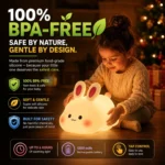 Kart Bazaar Bunny Night Light for Kids, 100% BPA-Free Soft Silicone Night Lamp, 1200mAh USB Rechargeable Baby Night Light, 3 Brightness Levels, Tap Control, 30-Min Auto Timer, Nursery Lamp for Bedroom & Baby Room - Image 7