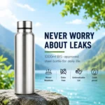 Kart Bazaar Stainless Steel Water Bottle 1 Litre | Leak Proof | BPA Free | Food Grade 304 Steel | Wide Mouth | 1000 ml Silver Water Bottle for Men Women Kids - Image 5
