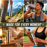 Kart Bazaar Stainless Steel Water Bottle 1 Litre | Leak Proof | BPA Free | Food Grade 304 Steel | Wide Mouth | 1000 ml Silver Water Bottle for Men Women Kids - Image 8