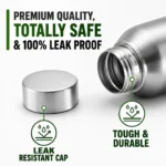 Kart Bazaar Stainless Steel Water Bottle 1 Litre | Leak Proof | BPA Free | Food Grade 304 Steel | Wide Mouth | 1000 ml Silver Water Bottle for Men Women Kids - Image 9