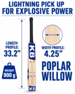 Kart Bazaar Scoop Cricket Bat for Hard Tennis Ball | Wooden Full Size Lightweight Design for Adults & Men | Thick Edges, Wide Sweet Spot, Premium Quality - Image 3