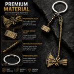 Vintage Battle Axe & Hammer Metal Keychain | Premium Zinc Alloy Antique Bronze Key Ring | Fantasy Warrior Axe Pendant - Image 3