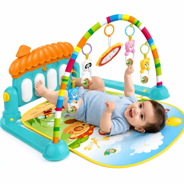 Kick & Play Musical Baby Gym Activity Play Mat with Piano Keyboard, Hanging Toys, Mirror & Soft Play Mat | Sensory Development Gym for Newborn Babies (0-24 Months)
