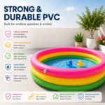 2 Ft Inflatable Kids Swimming Pool | 3-Ring Rainbow Baby Splash Pool | Thick PVC Portable Water Pool for Toddlers, Kids, Indoor & Outdoor Use - Image 4