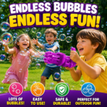 8-Hole Automatic Bubble Gun Toy for Kids | Electric Bubble Blaster with Fan | Bubble Solution Bottle & Tray Included | Battery Operated Outdoor Bubble Machine for Boys & Girls - Image 6