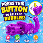 8-Hole Automatic Bubble Gun Toy for Kids | Electric Bubble Blaster with Fan | Bubble Solution Bottle & Tray Included | Battery Operated Outdoor Bubble Machine for Boys & Girls - Image 5