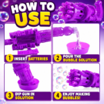 8-Hole Automatic Bubble Gun Toy for Kids | Electric Bubble Blaster with Fan | Bubble Solution Bottle & Tray Included | Battery Operated Outdoor Bubble Machine for Boys & Girls - Image 3