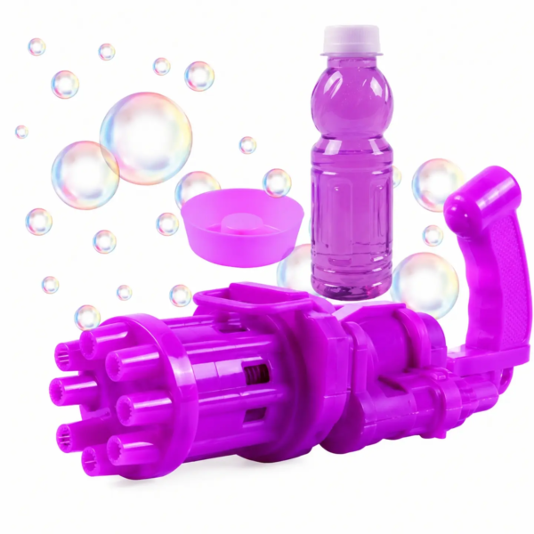 8-Hole Automatic Bubble Gun Toy for Kids | Electric Bubble Blaster with Fan | Bubble Solution Bottle & Tray Included | Battery Operated Outdoor Bubble Machine for Boys & Girls