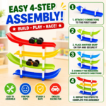 4-Level Ramp Racer Toy Car Track for Kids | Colorful Gravity Racing Track with 2 Mini Cars | Educational Montessori Toy - Image 6