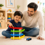 4-Level Ramp Racer Toy Car Track for Kids | Colorful Gravity Racing Track with 2 Mini Cars | Educational Montessori Toy - Image 3