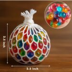 Set of 2 Mesh Stress Relief Balls for Kids & Adults | Rainbow Squeeze Grape Balls | Sensory Fidget Toy | Anxiety & Stress Relief | Hand Therapy Exercise Ball - Image 8