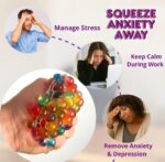 Set of 2 Mesh Stress Relief Balls for Kids & Adults | Rainbow Squeeze Grape Balls | Sensory Fidget Toy | Anxiety & Stress Relief | Hand Therapy Exercise Ball - Image 3