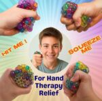 Set of 2 Mesh Stress Relief Balls for Kids & Adults | Rainbow Squeeze Grape Balls | Sensory Fidget Toy | Anxiety & Stress Relief | Hand Therapy Exercise Ball - Image 4