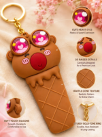 Cute Ice Cream Bear Keychain | Shake-to-Make Chu-Chu Sound Toy Keyring | Adorable 3D Silicone Pendant with Heart Eyes | Fun Gift for Kids, Girls & Friends - Image 5