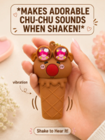 Cute Ice Cream Bear Keychain | Shake-to-Make Chu-Chu Sound Toy Keyring | Adorable 3D Silicone Pendant with Heart Eyes | Fun Gift for Kids, Girls & Friends - Image 6