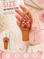 Cute Ice Cream Bear Keychain | Shake-to-Make Chu-Chu Sound Toy Keyring | Adorable 3D Silicone Pendant with Heart Eyes | Fun Gift for Kids, Girls & Friends - Image 2