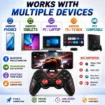 Wireless Bluetooth Game Controller for Android, PC, Consoles & Android TV | Rechargeable Wireless Gaming Gamepad with Phone Holder, Dual Joysticks & USB Charging - Image 3