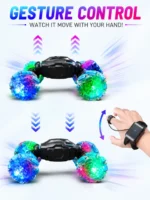 360° Gesture-Controlled Stunt RC Car | All-Terrain Remote Control Car with 360° Spinning, Sideways Driving, LED Lights, Music & Spray Effect | Rechargeable Toy Car for Kids - Image 2